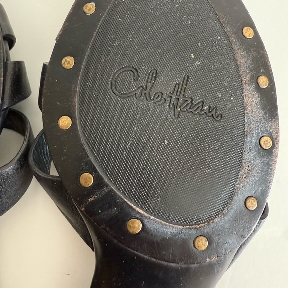 Cole Haan Black Slide Sandals with Gold Accents - Picture 9 of 14